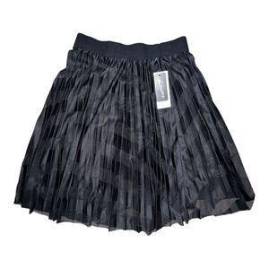 Metrowear New York Petite Black Lined Skirt Mesh Striped Extra Large PXL NWT